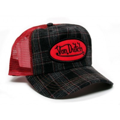 Authentic Brand New Von Dutch Red/Dark Grey Flannel Cap Hat  eb-98702378